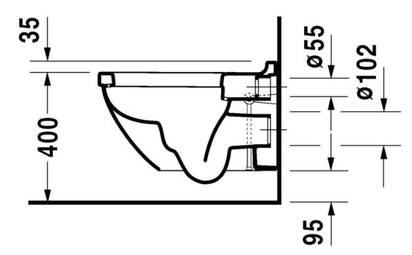 Duravit Starck 3 Wand-WC Set inkl. WC-Sitz mit Absenkautomatik, 54x36cm, oval, Durafix, weiß