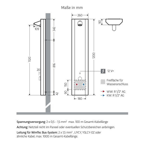 WimTec PROOF P6 HyPlus PRO Duschpaneel 12V Netzbetrieb, weiß