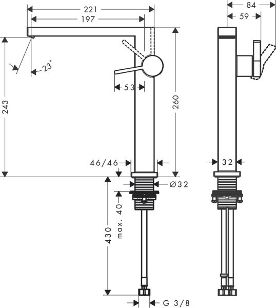 Hansgrohe Tecturis E Einhebel-Waschtischmischer 240 Fine für Aufsatzwaschtisch, schwarz matt