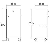 Vorschau: lineabeta RUNNER Rollcontainer 1 Schublade und 1 Tür, edelstahl poliert