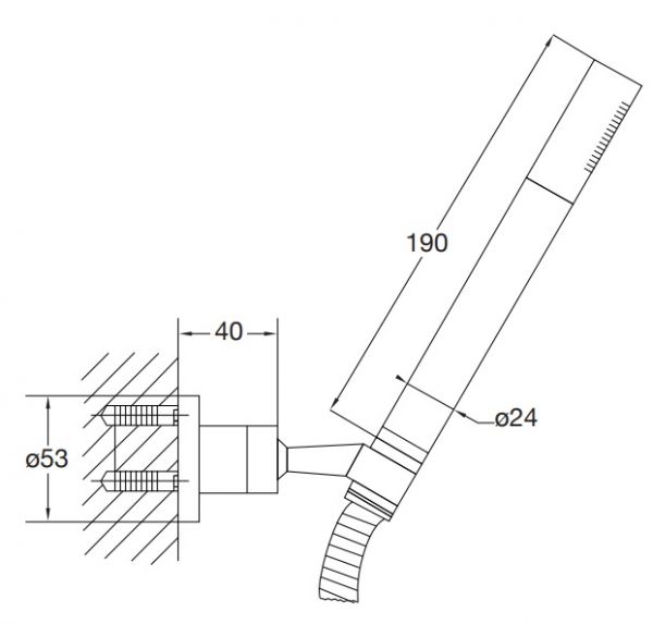 Steinberg Stabhandbrausegarnitur mit Wandhalter & Brauseschlauch 1,50m