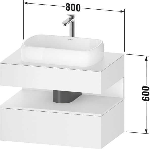 Duravit Qatego Unterschrank für Aufsatzbecken 80x55cm in taupe matt, mit offenem Fach