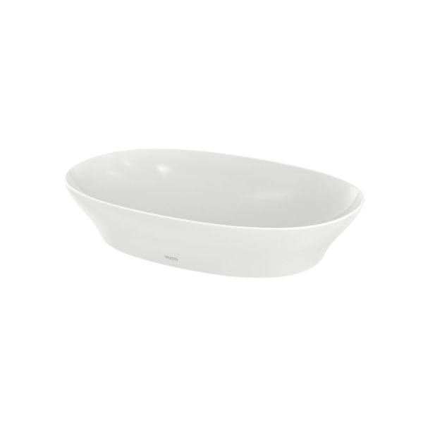 TOTO Linearceram Aufsatzwaschtisch TL, oval, 40x26cm, mit Schaftventil, weiß CeFiONtect L4724E#XW