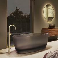 RIHO Solid Frosted Oval freistehende Badewanne 160x72x56,50cm frosted umber B129002F02