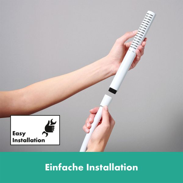 Hansgrohe Unica Duschstange S Puro 90cm mit Easy Slide Handbrausehalter, weiß matt