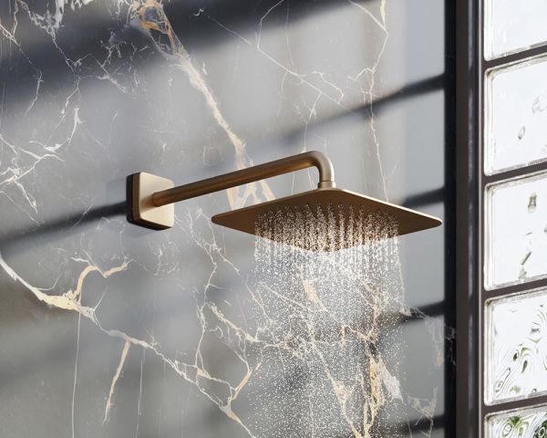 Axor Citterio C Duschkopf 270/270 1jet EcoSmart mit Brausearm, softsquare, brushed bronze 28791140