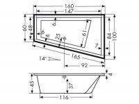 Vorschau: Polypex EGO 1600 rechts Eckbadewanne 160x100/60cm