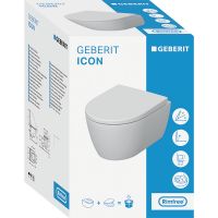 Vorschau: Geberit iCon Set Wand-WC Tiefspüler, verkürzte Ausladung, Rimfree, mit WC-Sitz, weiß