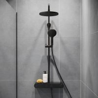 Vorschau: Duravit ShowerSystem Duschsystem mit Thermostat, Ablage, schwarz matt