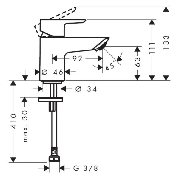 hansgrohe Neovis Q Standventil 70 für Kaltwasser oder vorgemischtes Wasser, chrom