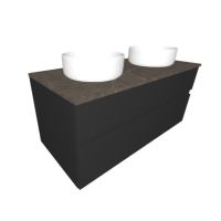 Burgbad Sys30 Unterschrank 120cm mit 2 Aufsatzbecken, graphit / mamor dekor WVIF120