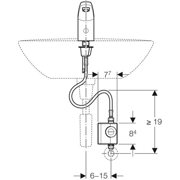 Geberit Waschtischarmatur Typ 185, Generatorbetrieb, chrom