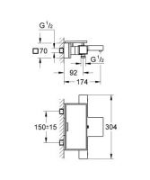 Vorschau: Grohe Grohtherm Cube Thermostat-Wannenbatterie mit Duschablage, chrom