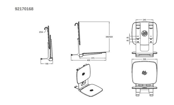 Villeroy&Boch ViCare Einhängesitz für Griffsystem Funktion, 35,5x42x39xm, weiß