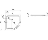 Vorschau: Laufen Platina Duschwanne Viertelkreis 90x90cm flach, Einbauhöhe 6,5cm