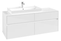 Villeroy&Boch Collaro Waschtischunterschrank passend zu Aufsatzwaschtisch 4A338G, 4 Auszüge, 140cm, glossy white C08900DH