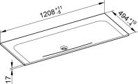 Vorschau: Keuco X-Line Keramik-Waschtisch ohne Hahnloch, 120,8x1,7x49,4cm 33180311200
