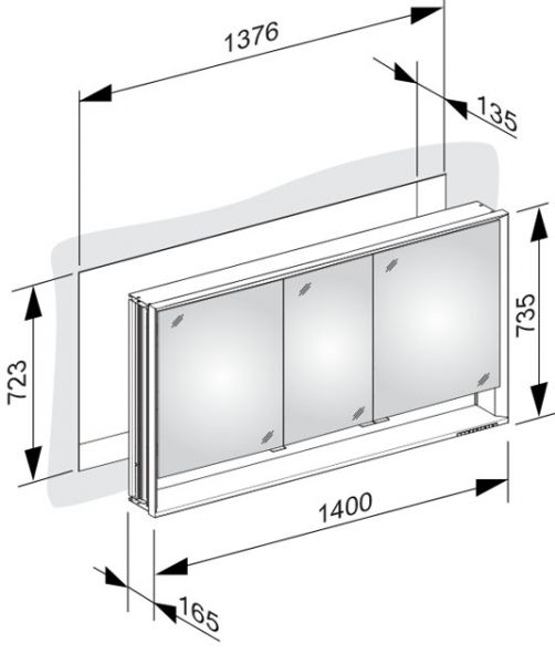 Keuco Royal Lumos Spiegelschrank für Wandeinbau 140x73,5cm