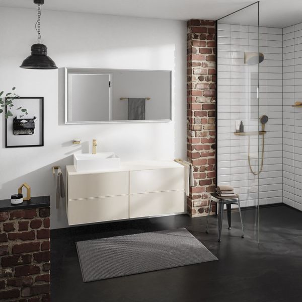 hansgrohe Xevolos E Unterschrank 137cm für Aufsatzwaschtisch links mit Konsole, 4 Schubkästen