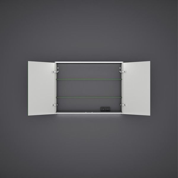 Burgbad Devio Spiegelschrank 100x76cm, LED-Beleuchtung, 2 Spiegeltüren, veloursgrau matt SPWD100F7216 