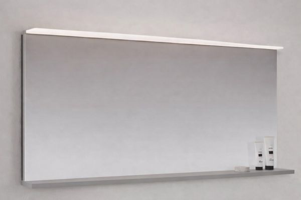 Burgbad Sinea 3.0 Spiegel 140x65cm mit horizontaler LED-Beleuchtung & Ablage, Ausführung links kieselgrau matt SHGW140L