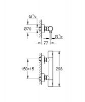 Vorschau: Grohe Precision Get Thermostat-Brausebatterie chrom 34773000 Zeichnung