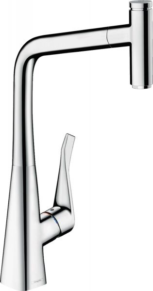 Hansgrohe Metris Select M71 Einhebel-Küchenmischer 320 mit Ausziehauslauf und sBox, chrom