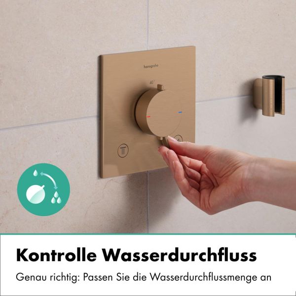 hansgrohe Ecostat Comfort E Thermostat 2 Funktionen, mit Sicherungskombination, brushed bronze