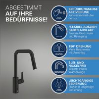 Vorschau: Grohe Start 2-in-1-Hybrid Küchenarmatur mit Spülbrause, schwarz matt