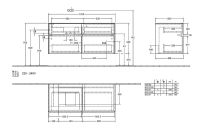 Vorschau: Villeroy&Boch Collaro Waschtischunterschrank passend zu Aufsatzwaschtisch 43345G, 120cm techn. Zeichnung Kopie
