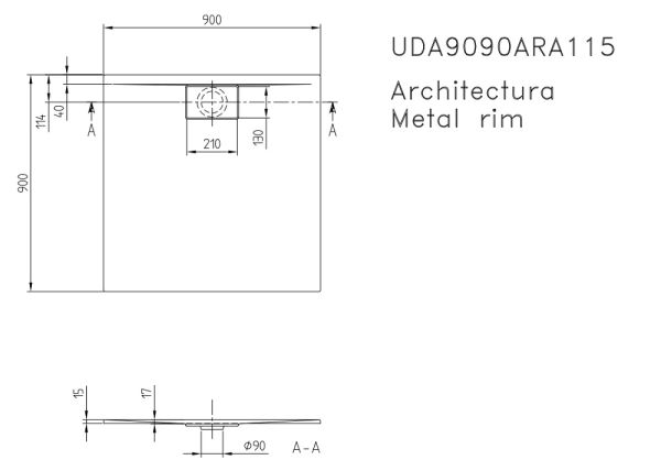 Villeroy&Boch Architectura MetalRim Duschwanne, 90x90cm, weiß