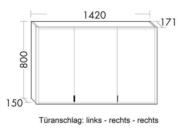 Burgbad rl20 Spiegelschrank 142x80cm mit Klarglas Lichtrahmen, Wandeinbau, Türanschlag links SPVN140LF6947