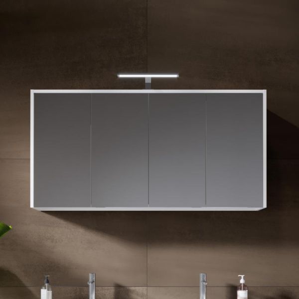 RIHO Porto Wave Doppelwaschtisch mit Unterschrank 120cm & LED-Spiegelschrank, 4 Auszüge