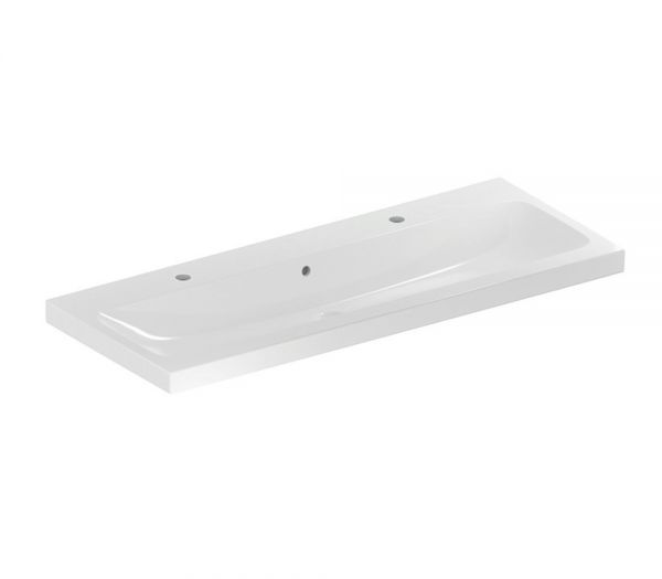 Geberit iCon Light Doppel-Waschtisch 120x48cm, weiß 2x1 Hahnloch mit Überlauf