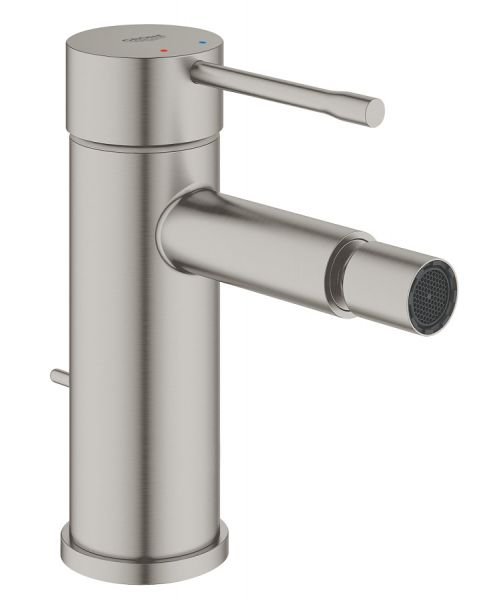 Grohe Essence Einhand-Bidetbatterie mit Ablaufgarnitur, wassersparend, supersteel