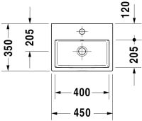 Vorschau: Duravit Vero Air Handwaschbecken 45x35cm, mit 1 Hahnloch, mit Überlauf, WonderGliss, geschliffen, weiß 07244500271