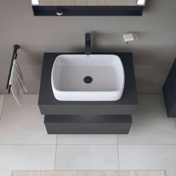 Duravit Qatego Unterschrank für Aufsatzbecken 80x55cm in graphit supermatt Antifingerprint