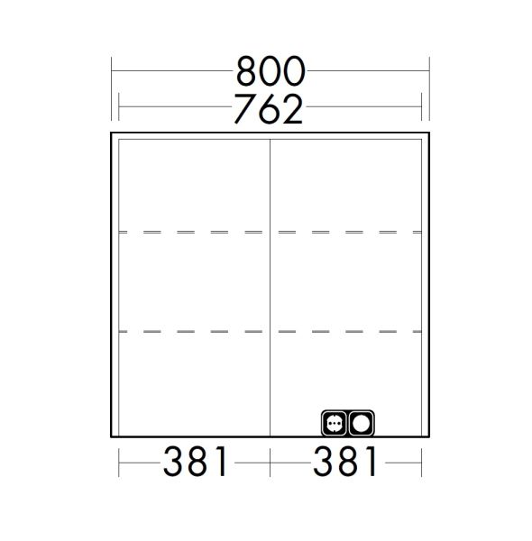 Burgbad Devio Spiegelschrank 80x76cm mit horizontaler LED-Beleuchtung, 2 Spiegeltüren