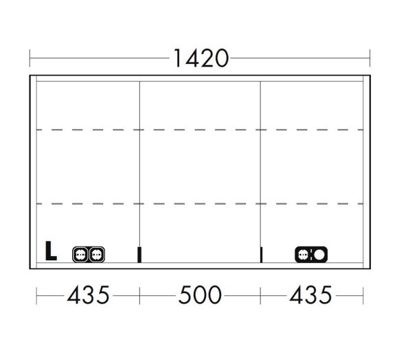 Burgbad rl20 Spiegelschrank 142x80cm mit Lichtrahmen, Wandeinbau