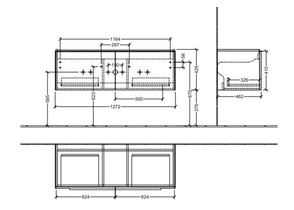 Villeroy&Boch Subway 3.0 Waschtischunterschrank mit 2 Auszügen C60100VR_1