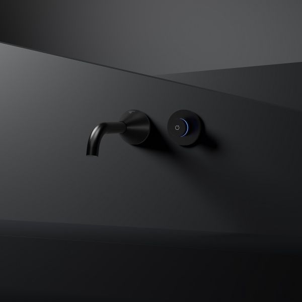 Steinberg Serie 310 iconic elektronische Wand-Waschtischarmatur schwarz matt 3101814S