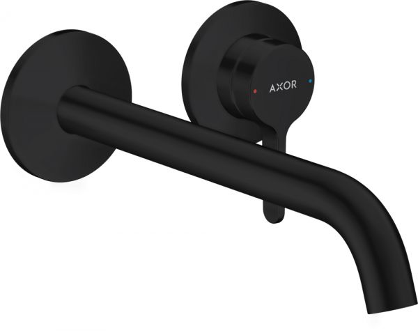 Axor One Einhebel-Waschtischarmatur Unterputz für Wandmontage mit Hebelgriff und Auslauf 220mm mattschwarz