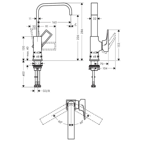 hansgrohe Metropol Waschtischmischer 230 mit Bügelgriff, Push-Open Ablaufgarnitur, chrom