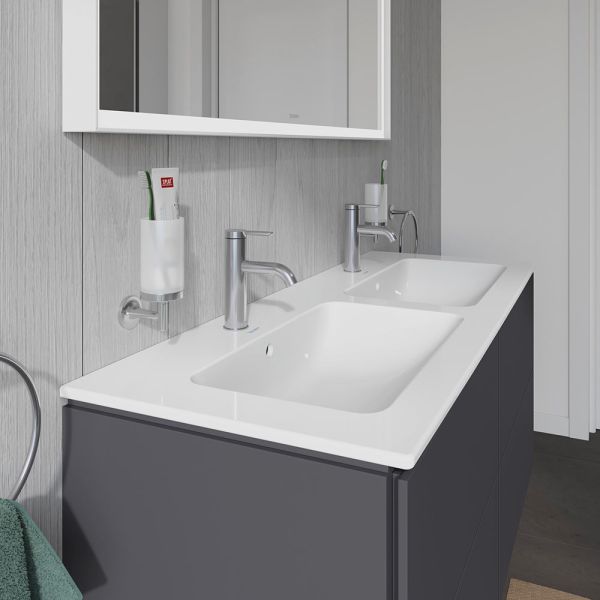 Duravit ME by Starck Doppelwaschtisch 130x49cm, 2 Hahnlöcher, mit Überlauf, weiß 2336130000