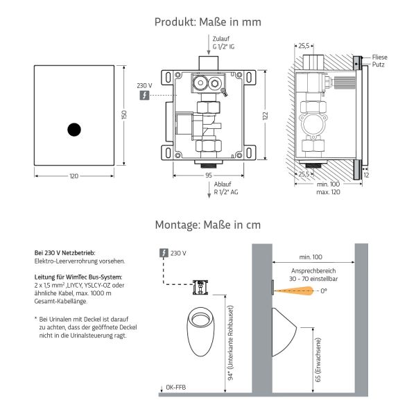 WimTec PROOF U8 berührungslose Einzelurinalsteuerung 12V Netzbetrieb, weiß