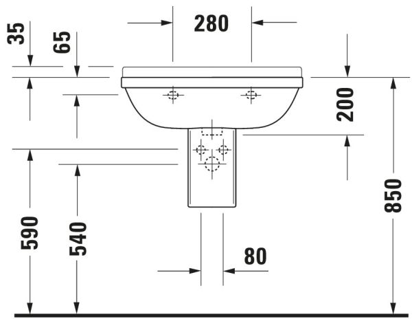 Duravit Starck 3 Waschtisch 65x48,5cm, mit Überlauf, ohne Wondergliss, weiß 0300650000