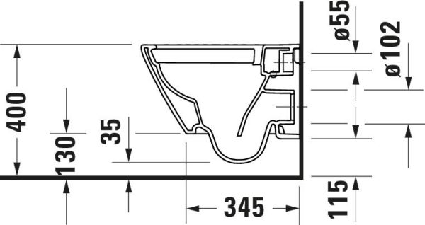 Duravit D-Neo Compact Wand-WC 48x37cm, rimless, Durafix, weiß