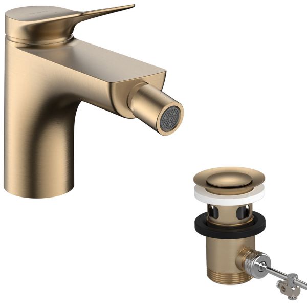 hansgrohe Vivenis Bidetmischer mit Zugstangen-Ablaufgarnitur, brushed bronze
