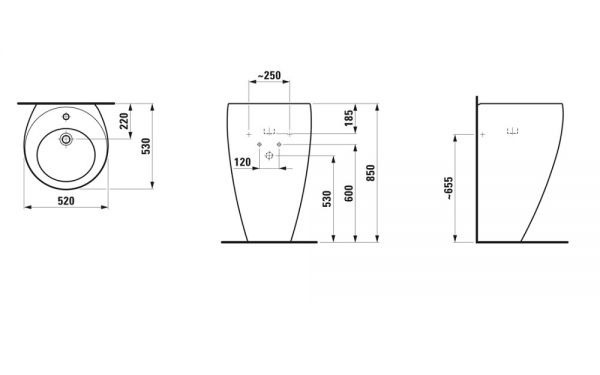 Laufen IL BAGNO ALESSI ONE Waschtisch m. integrierter Säule, weiß LCC H8119714001041_1