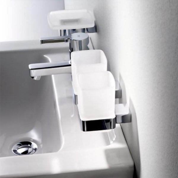 emco loft Zahnputzbecher Wandmodell, Kristallglas satiniert, chrom 052000100